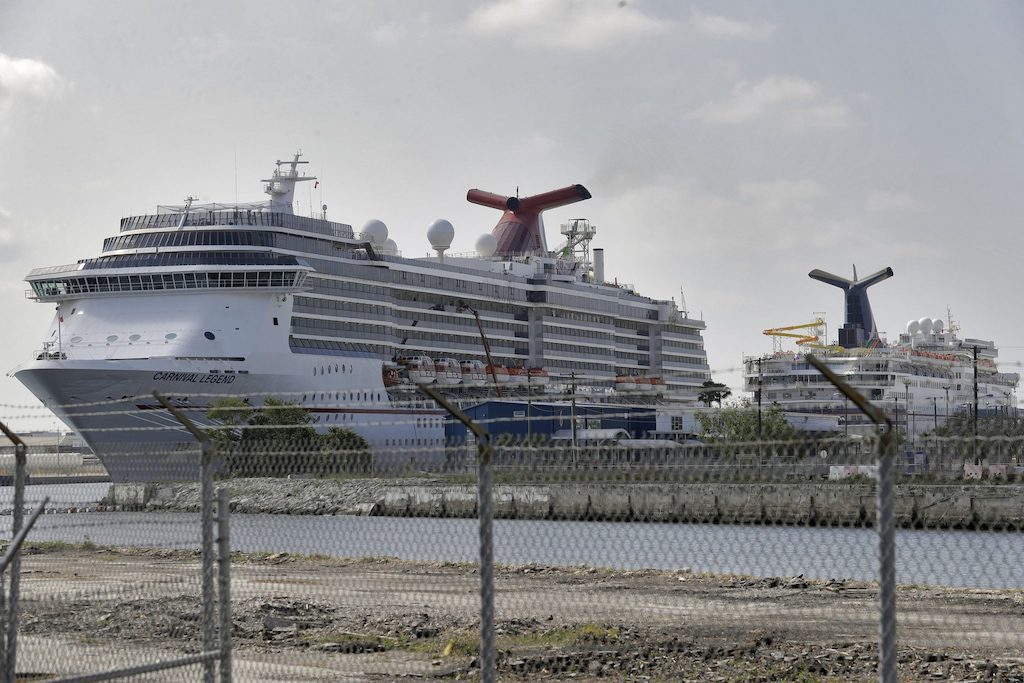 The Carnival Legend docked in port. 