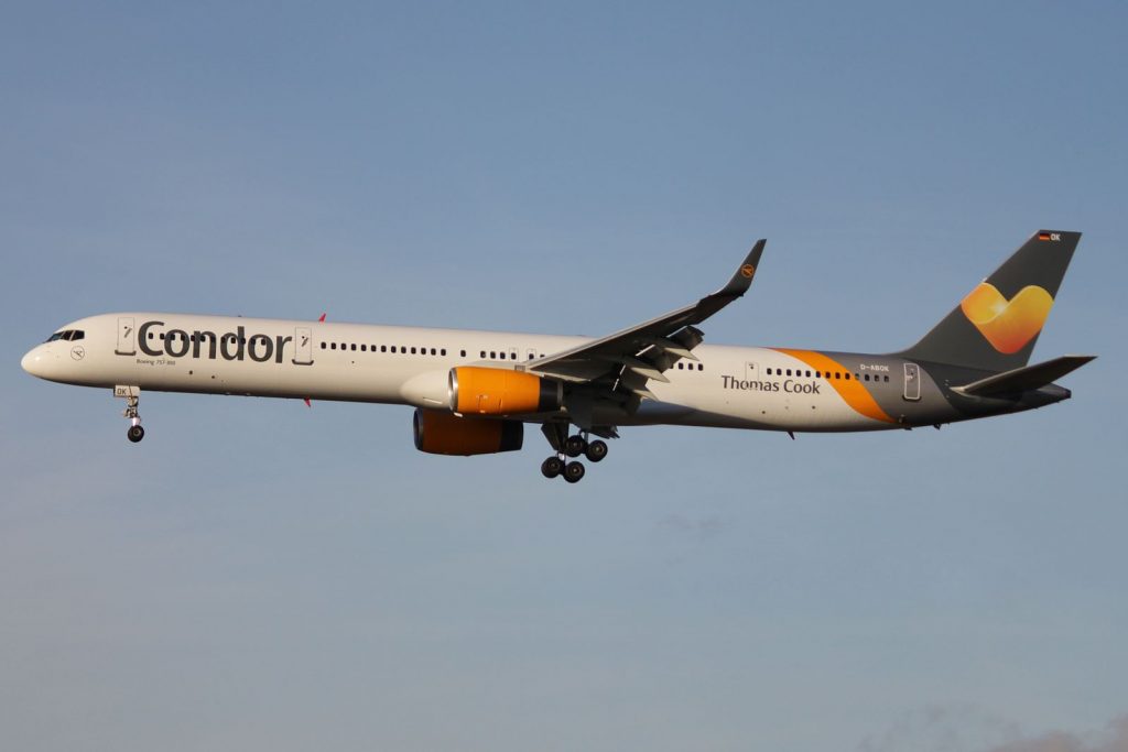 Condor's CEO announced plans to lay off as much as 25 percent of the airline's staff. Pictured is a Condor 757-300 as shown on December 30, 2013.