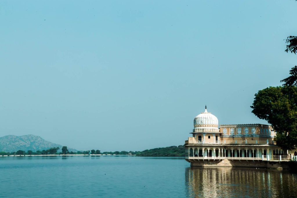 The Jal Mahal Palace near Jaipur, which is the capital of the state of Rajasthan, India.