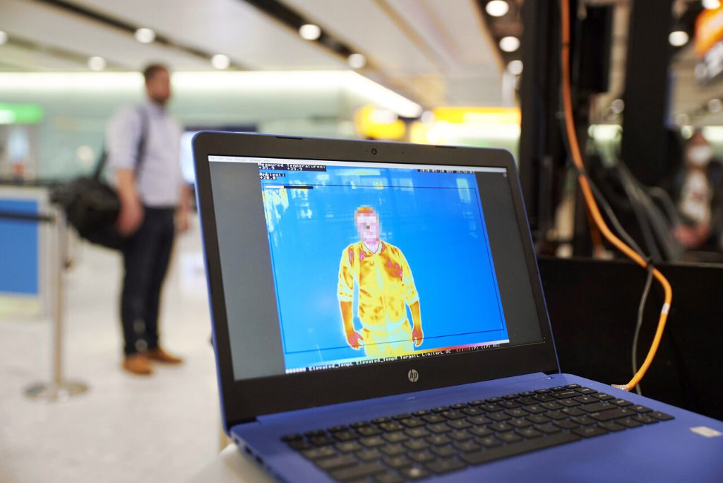 A fever detection machine is tested at London's Heathrow Airport in partnership with a tech vendor.