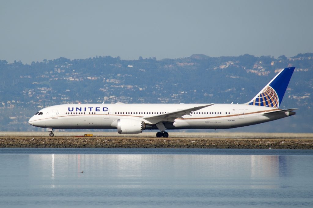 A United Airlines Boeing 787-9 Dreamliner. The company says that the company will only reach half demand until a vaccine comes. 