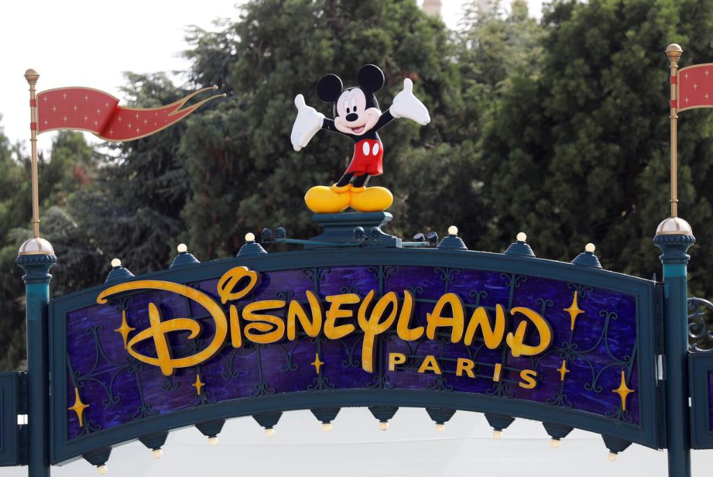 The logo of Disneyland Paris is seen in Marne-la-Vallee, near Paris, as the theme park prepares to reopen its doors to the public following the coronavirus disease outbreak in France, July 9, 2020.