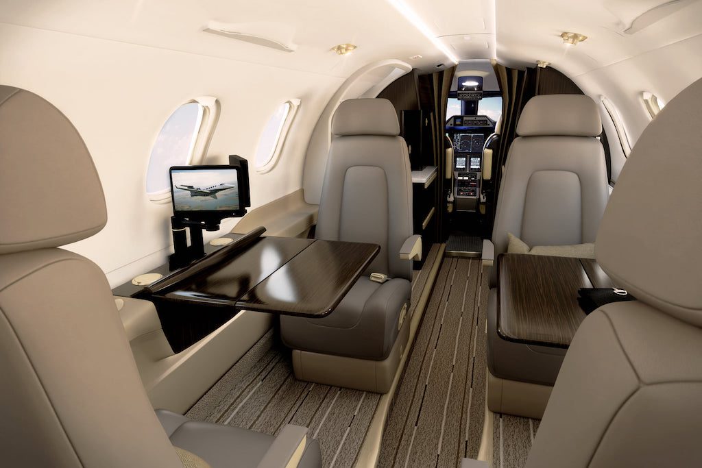 FxAir is a private jet operator. Pictured is one of its aircraft cabins.