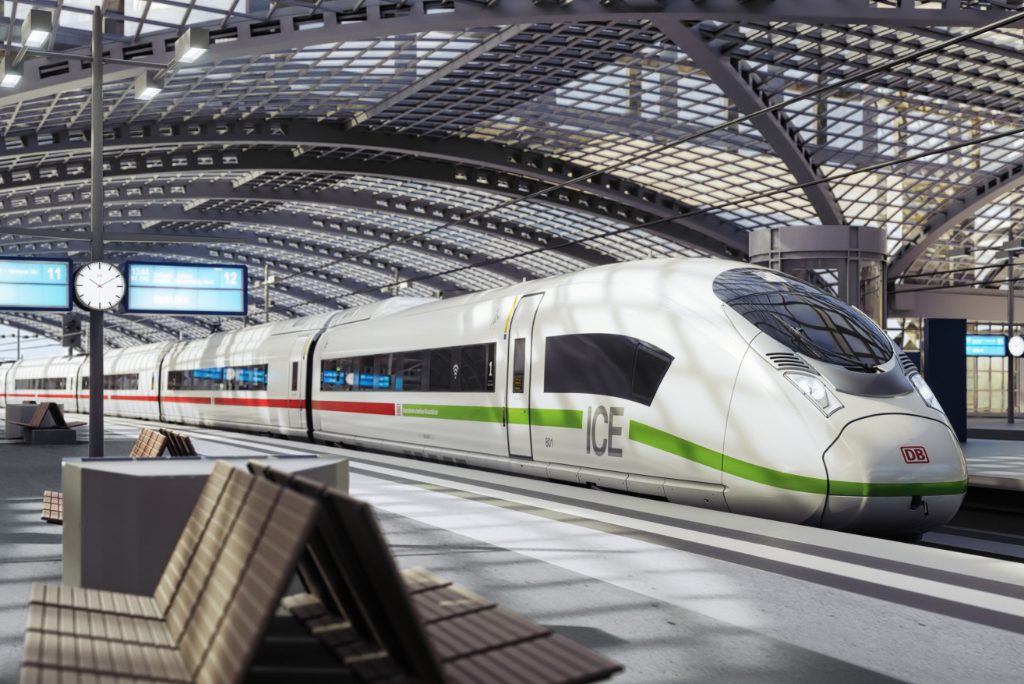 A simulated image of new ICE high-speed trains that Deutsche Bahn ordered from Siemens this year. Rail is a key product sold by Omio, a travel booking startup that has raised fresh funding.