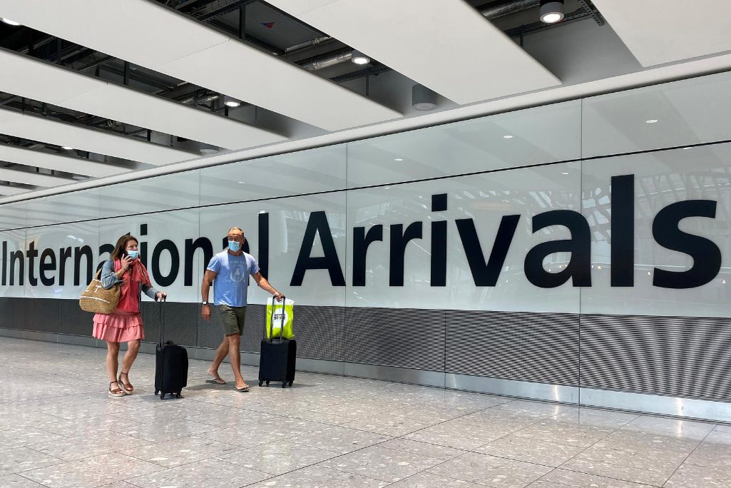 Passengers from international flights arrive at Heathrow Airport, following the outbreak of the coronavirus disease, London, Britain, July 29, 2020.