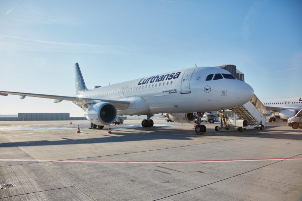 lufthansa airbus A320 at an airport