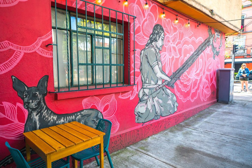 Nan Palmero Mexico City street art as seen on February 15, 2020. Amazon did a sot launch of virtual tours such as for Mexico City urban art.