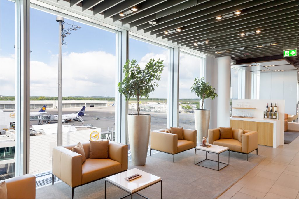 Lufthansa Group's first-class lounge at Munich Airport. Business travel has been hurt by the pandemic. Software giant SAP reported that its business travel expense management unit Concur saw revenue drop 11 percent year-over-year in the quarter.