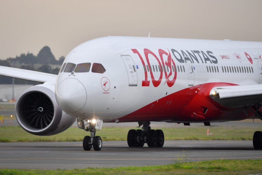 Qantas 100 celebration on Sydney Harbour . Picture