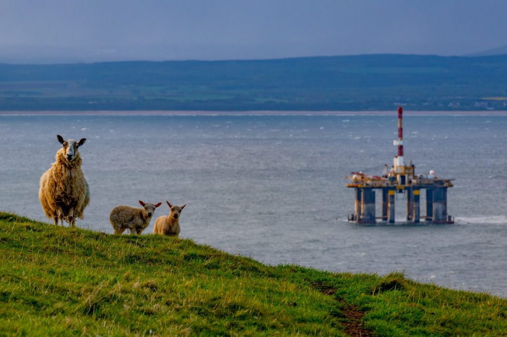 The oil industry is still requiring its workers to travel to places like Scotland (pictured here: Nigg Hill Side Scotland). Airlines are seizing that opportunity to carry those workers to the job. 