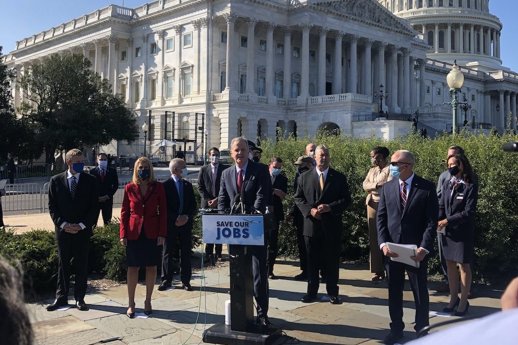 American Airlines CEO Doug Parker joined other industry leaders calling on Congress to extend coronavirus aid in September 2020.