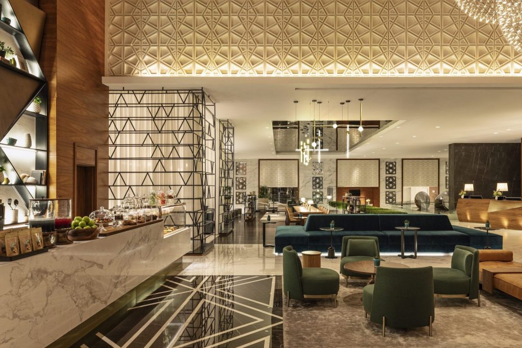 Marriott debuted six revamped Sheratons (pictured: the Sheraton Grand Dubai) this week, nearly three years after launching the brand revitalization.