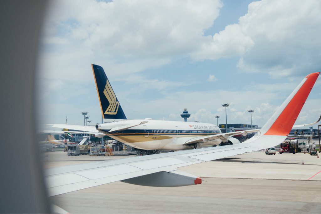 A Singapore Airlines plane on Tarmac.
