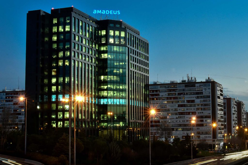 The offices of Amadeus in Madrid. Amadeus, the travel technology company, reported during the fourth quarter of 2020 an adjusted loss of $107 million (€88.2 million).
