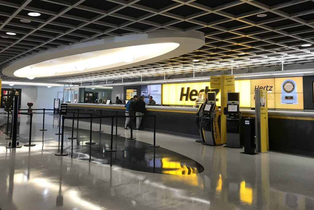 A Hertz location at Dallas-Fort Worth International Airport in Texas on December 31, 2019. Two private equity firms filed a plan March 1, 2021, to take Hertz Global Holdings out of bankruptcy. 