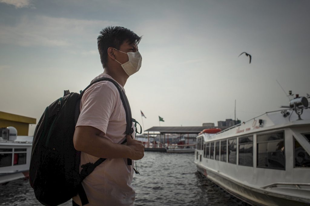 A passenger wears a mask in Manaus, Amazonas, Brazil on September 16, 2020. Travel agency Despegar is seeing a travel recovery, however bumpy. 