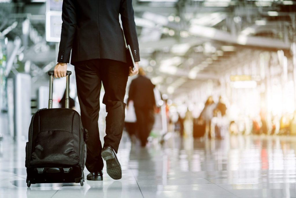 business traveler at airport