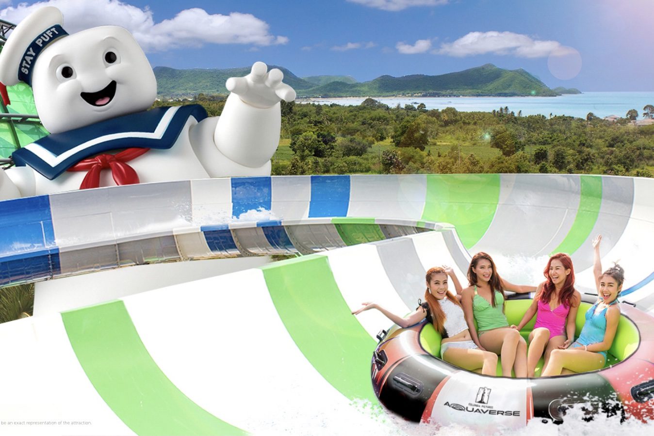 A rendering of a Ghostbusters-themed slide at the new Aquaverse theme park in Thailand. 