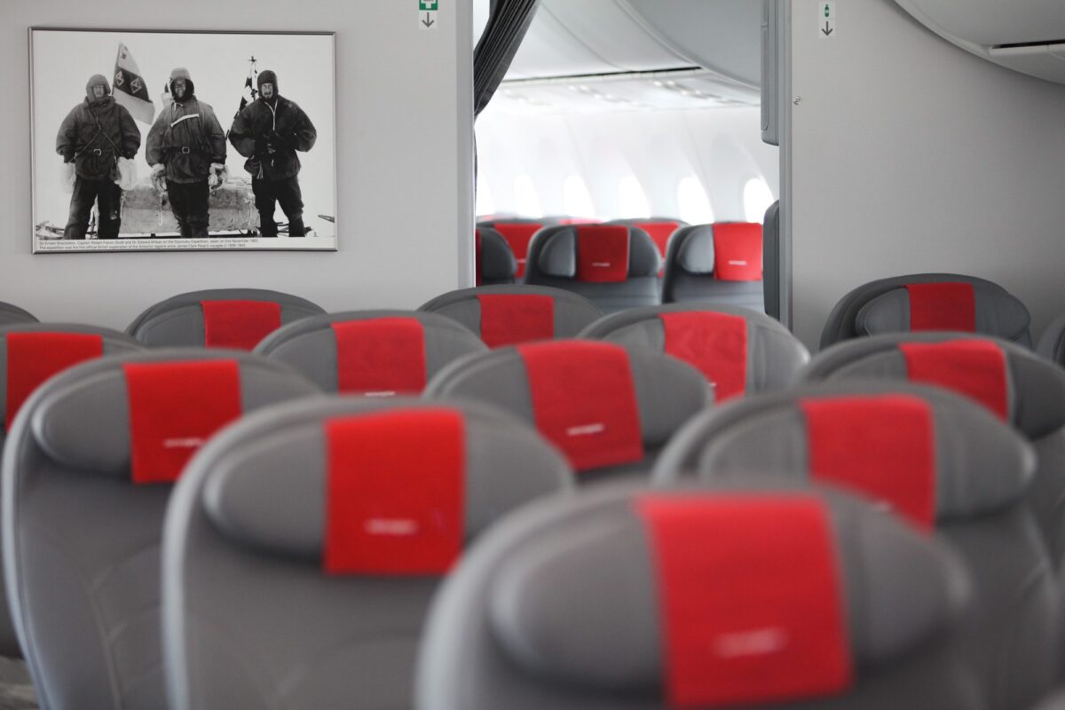 A premium cabin on a Norwegian Air plane. 