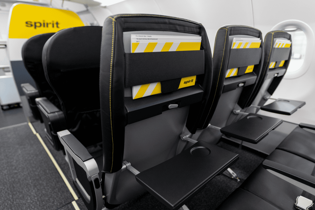 Interior of a Spirit Airlines A320 aircraft 