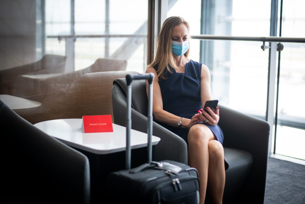 A member of the British Airways loyalty program at an airport lounge during the coronavirus pandemic. Points International, a Toronto-based travel technology focused on loyalty services, hopes to surf the wave of a post-pandemic surge in travel.