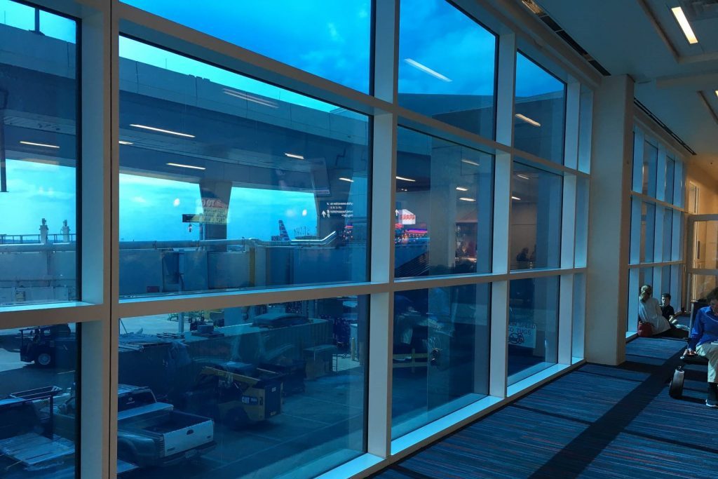 Dallas Fort Worth airport energy efficient Dynamic Glass at boarding gate