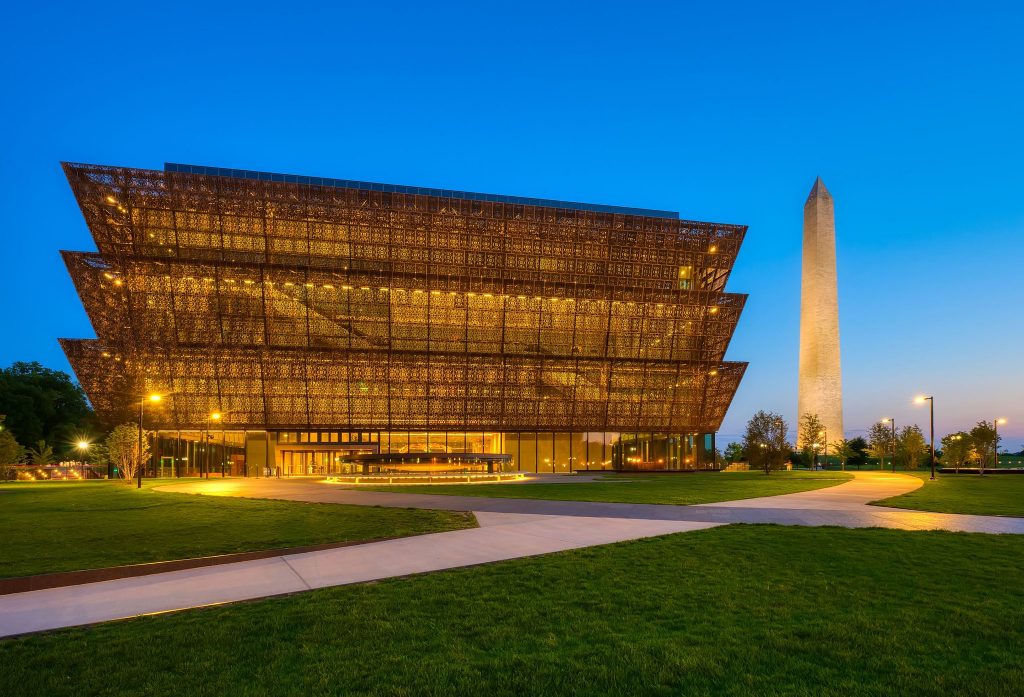 Washington DC's museums, including National Museum of African American History & Culture (pictured) are reopening this month as tourism restarts in the nation's capital.