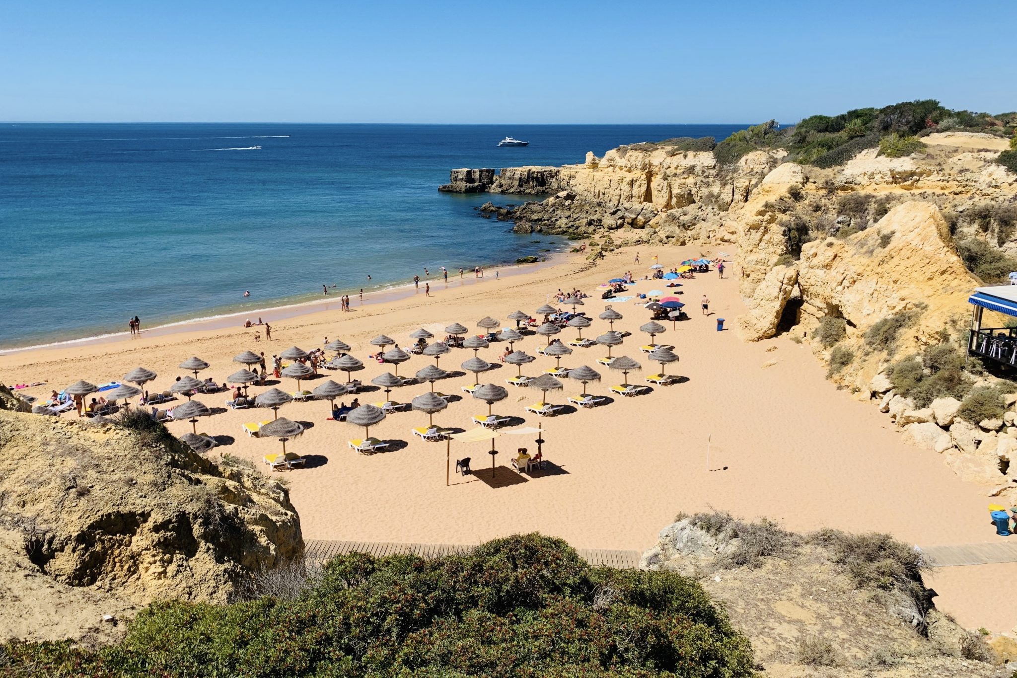 A beach in the Algarve region of Portugal. The country imposed new restrictions on some UK travelers. 
