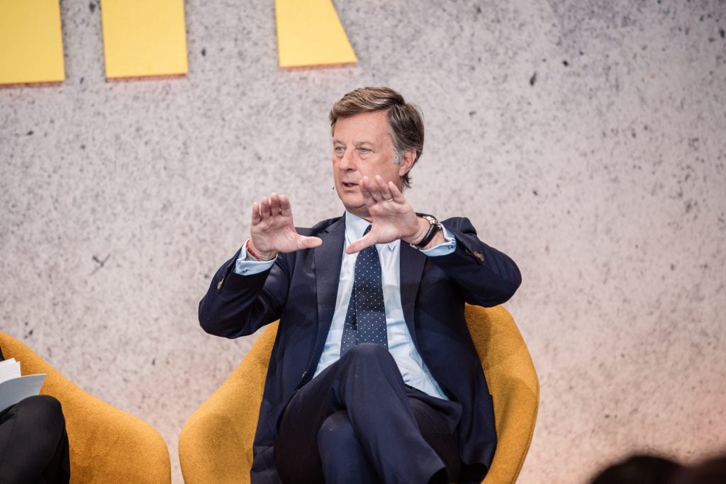 Companies like IHG, Hyatt, and Accor still expect pandemic-related growth opportunities to emerge in coming months. Pictured is Accor CEO Sebastian Bazin at Skift Forum Europe. 