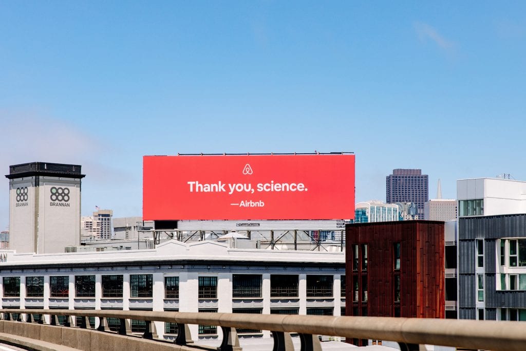An Airbnb billboard as seen in May 2021. The company outspent Expedia.com on U.S. TV advertising from January 1-June 3, 2021.