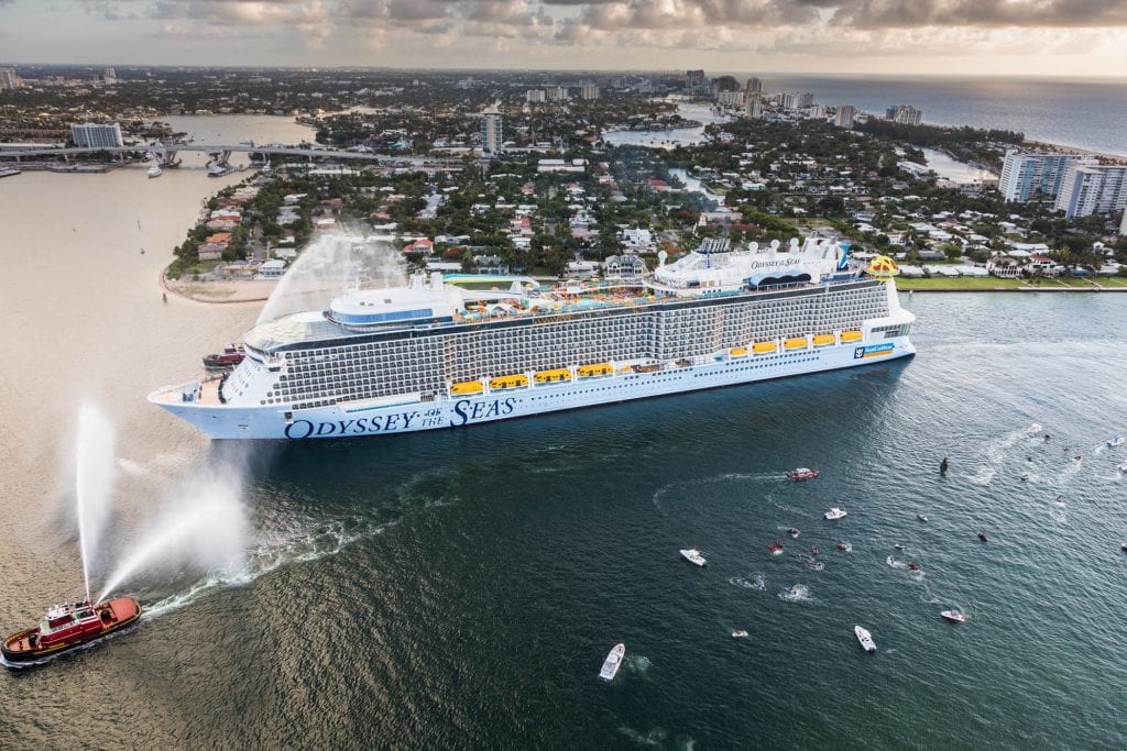 Royal Caribbean is leading the resumption of ocean cruising in the U.S., with a first sail scheduled late June out of Fort Lauderdale and its new Odyssey of the Seas ship in July.
