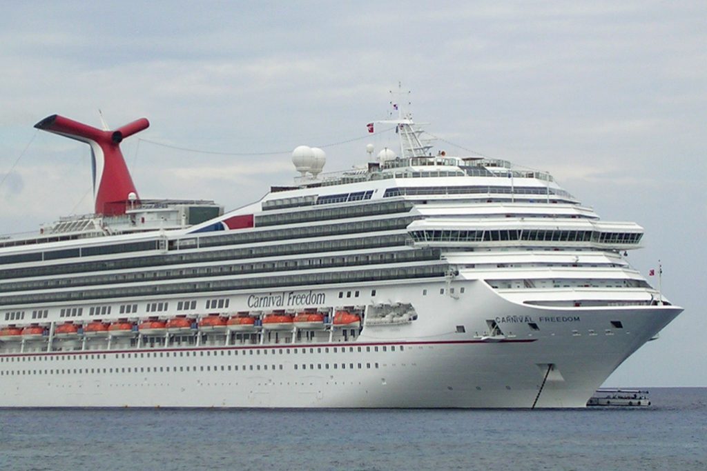 A Carnival ship in the harbor at George Town, Grand Cayman