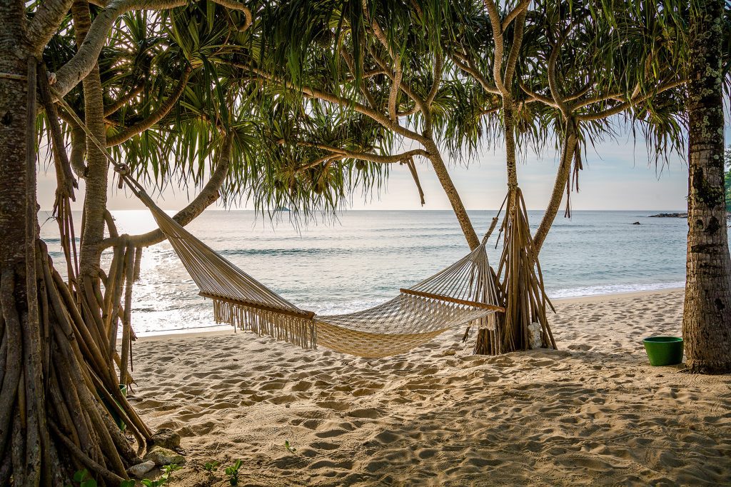 A hammock in Phuket awaits tourists.