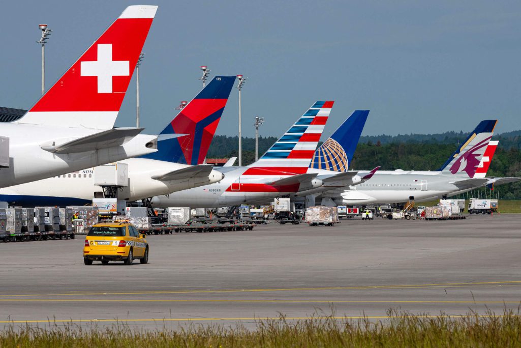 Airplanes at Switzerland's Zurich Airport in 2020.