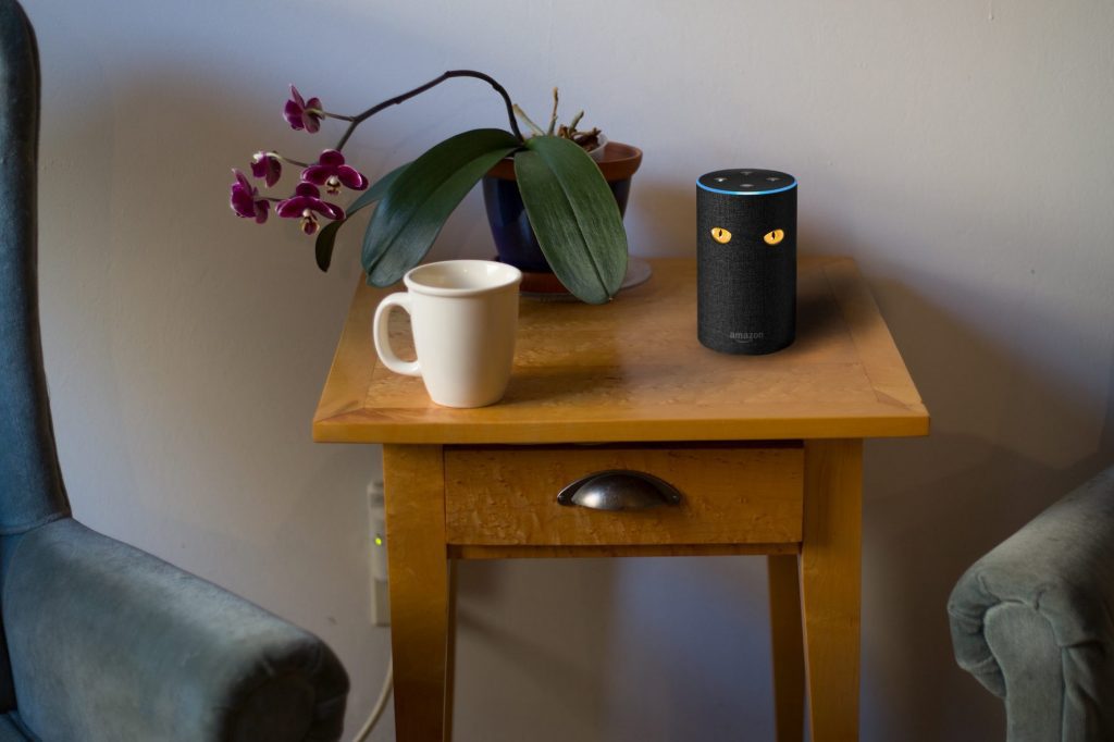 An Amazon Alexa in a home as seen in March 2018. Airbnb would consider a partnership with Amazon, Google or Apple to foster smart-home tech.