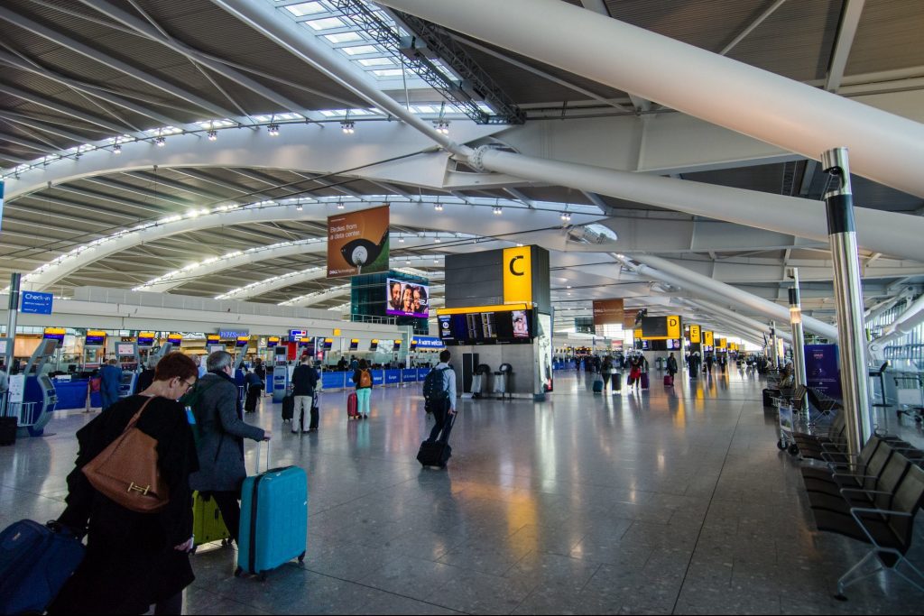 Passengers at Heathrow Airport in July 2021.