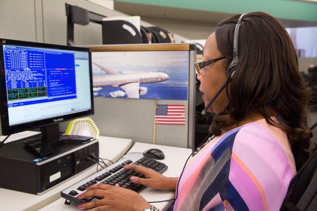An American Airlines reservations agent handling a customer call. Source: American Airlines