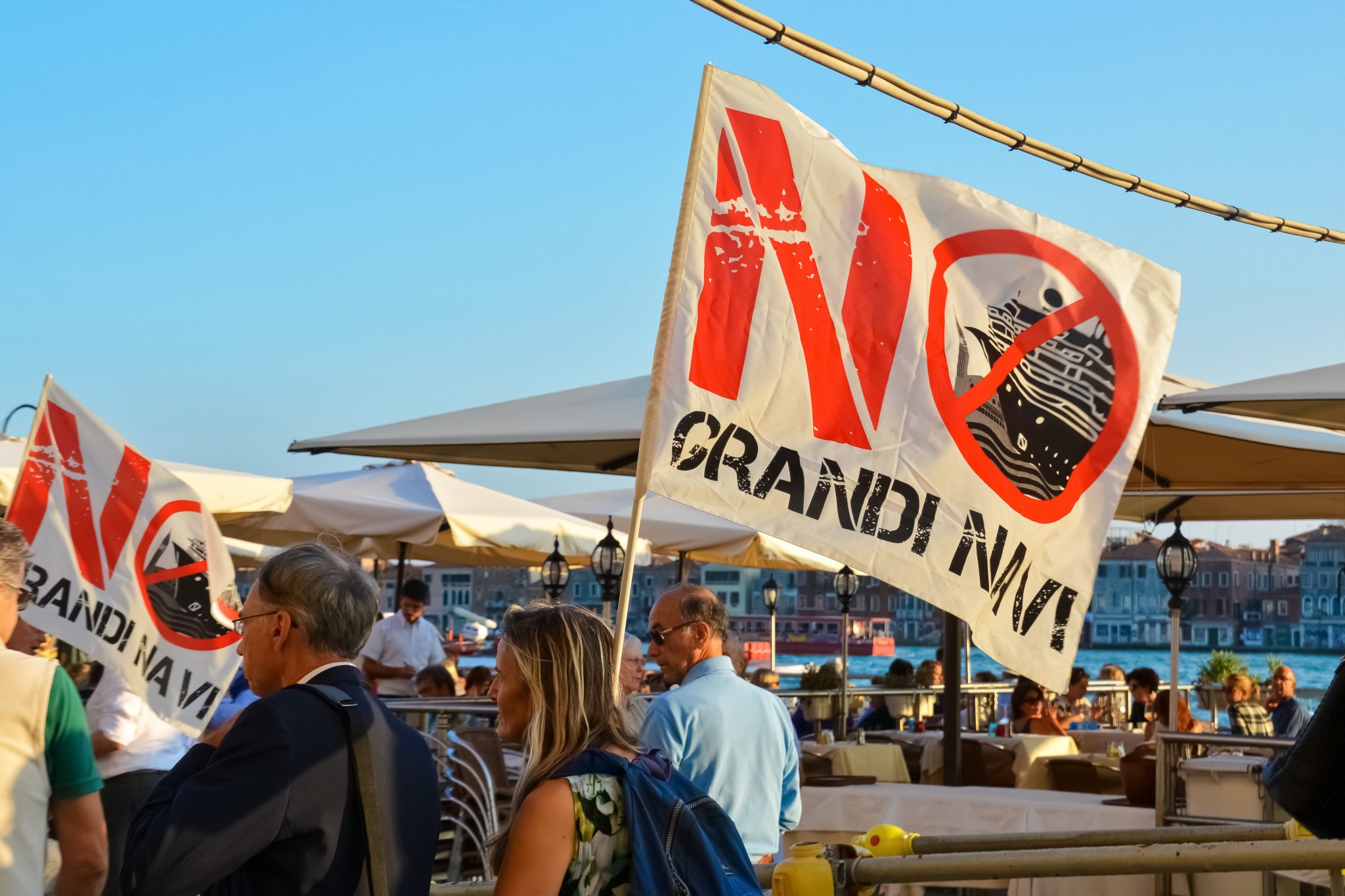 Citizens marching against cruise lines in Venice, Italy in June 2021. 