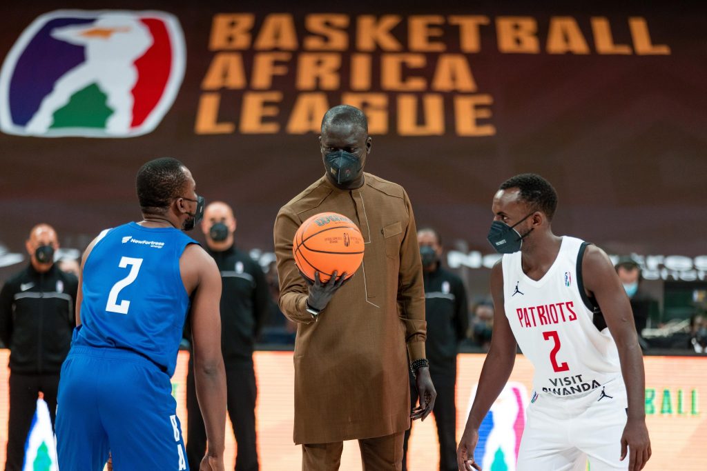 NBA Basketball Africa League president Amadou Fall at the opening tournament game in Kigali, Rwanda — kicking off a new era for Africa's sports and tourism. 
