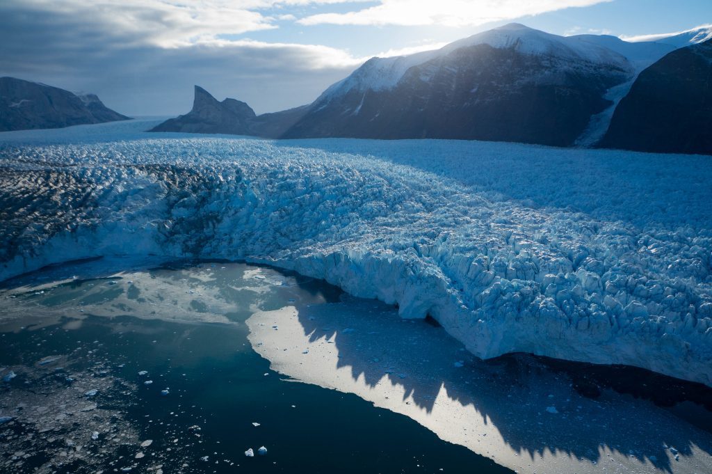 view of greenland glaciers melting