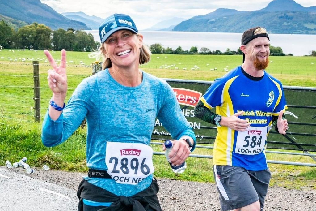 Karen Hoch running in Scotland on one of Marathon Tours & Travel trips.