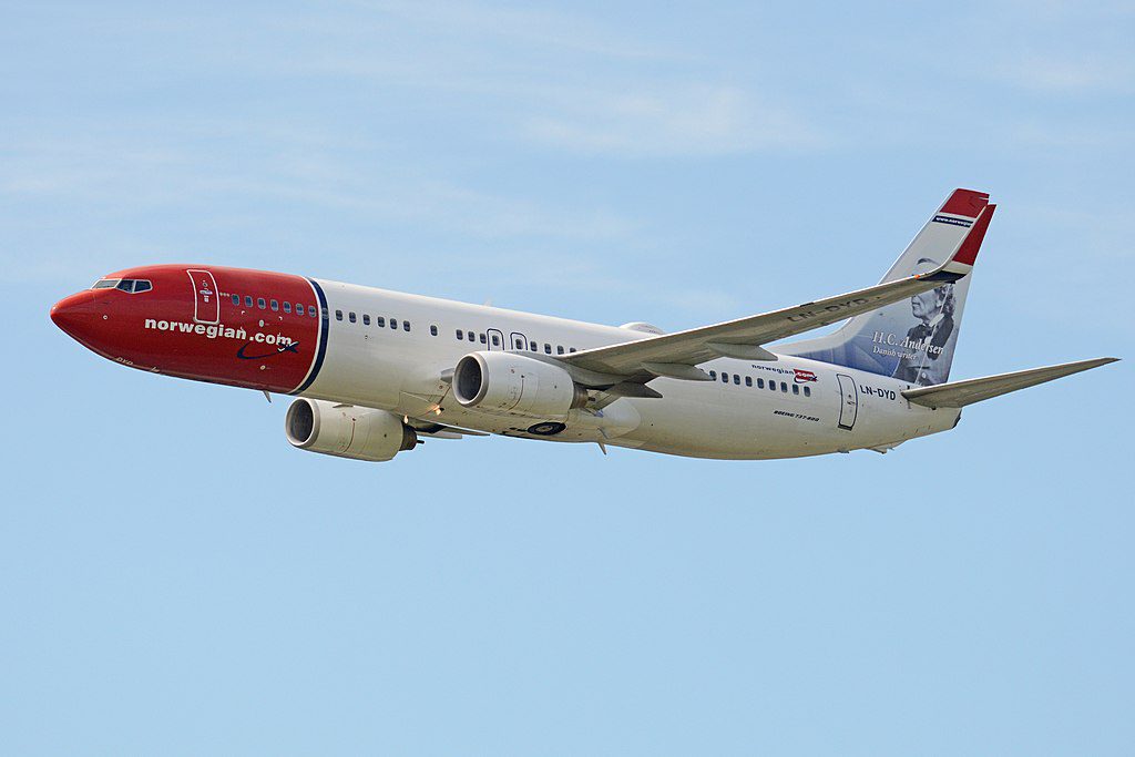 A Norwegian Air Boeing 737-8 flying in Norway. The airline saw its aircraft in operation more than double to 33.