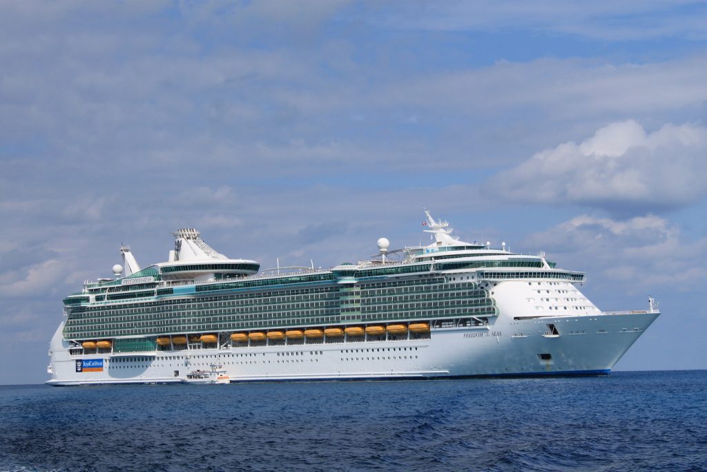 A file photo of a Royal Caribbean ship. The cruise line hopes to improve its internet connectivity with SpaceX's Starlink service.