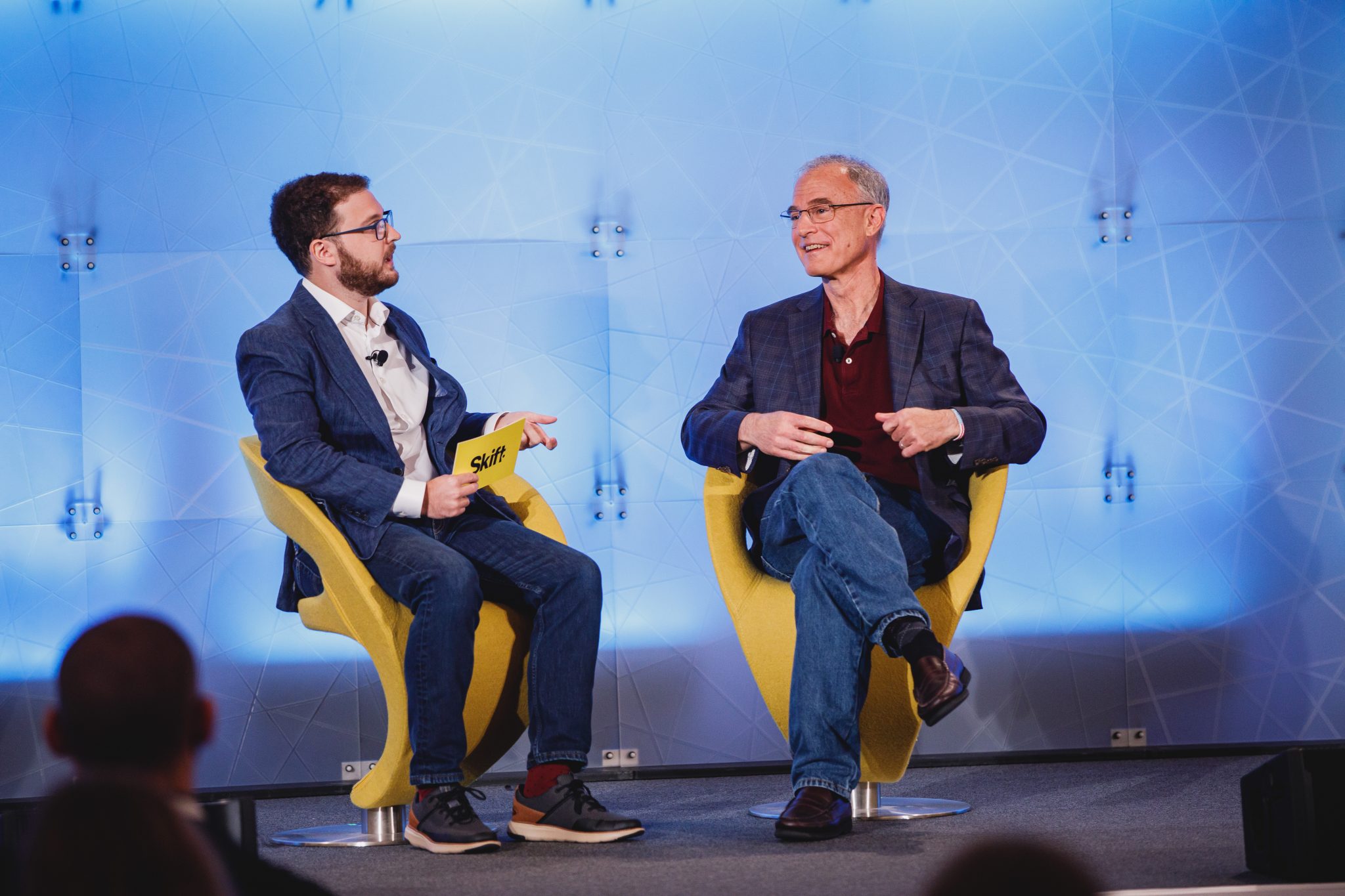 Tripadvisor CEO Steve Kaufer (right) spoke at Skift Global Forum in New York City in September 2021.