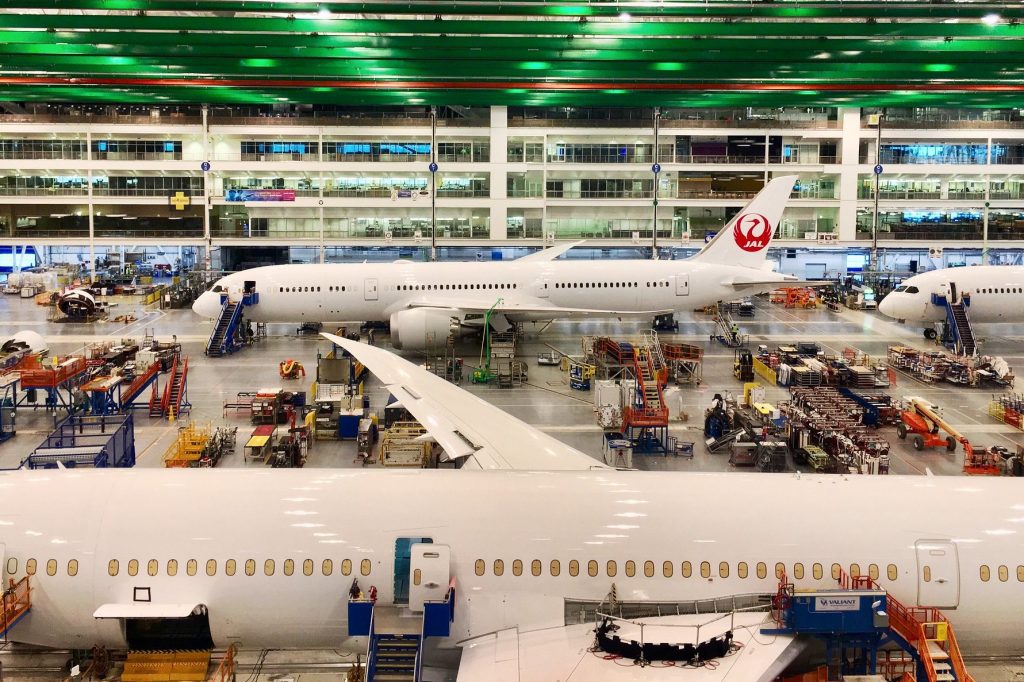 Aircraft manufacturer Boeing (pictured: the company's 787 assembly line in South Carolina) is the largest travel company in terms of market capitalization.