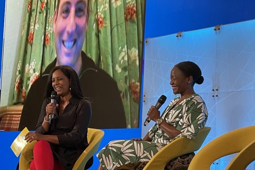 Skift Global Tourism Report Lebawit Lily Girma in conversation with Naledi Khabo, CEO of Africa Tourism Association, and Jeremy Sampson of the Travel Foundation at Skift Global Forum, Sept. 22, 2021.