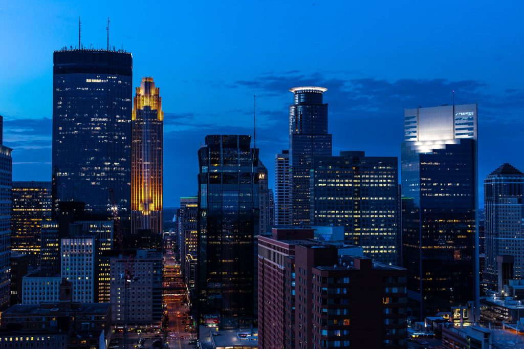 Minneapolis Skyline at early night