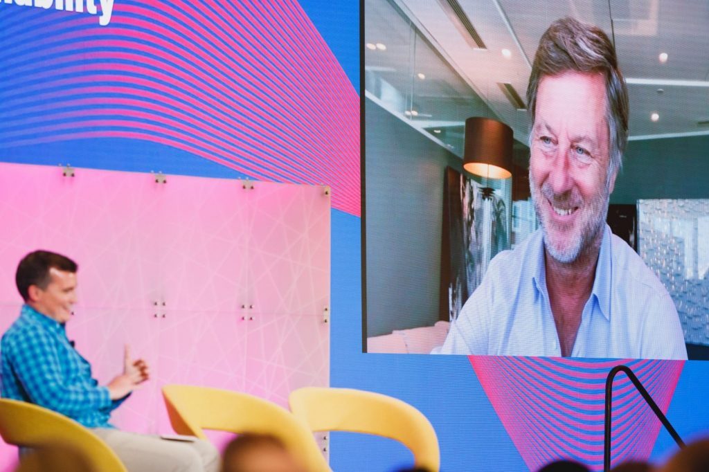 Accor Group CEO Sebastien Bazin speaking by video