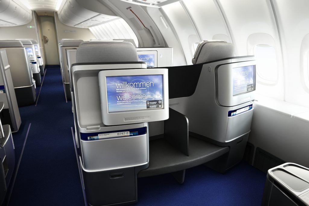 A Lufthansa business class seat.