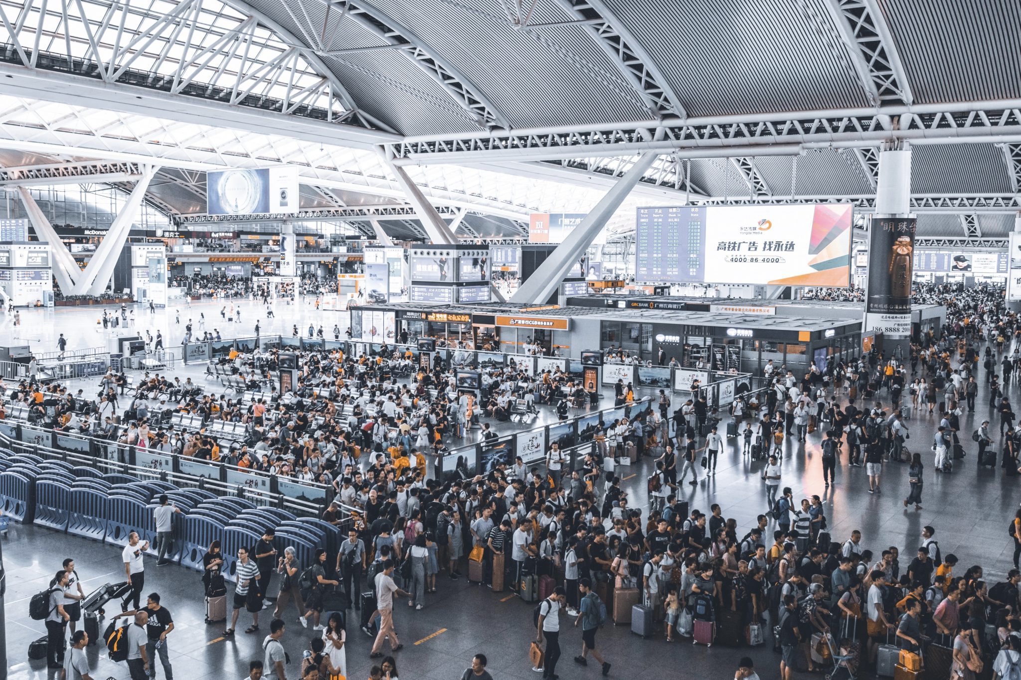 Passengers inside Guangzhou, China's central train station. Chinese authorities revealed a drop in domestic tourism during this year's Golden Week. 
